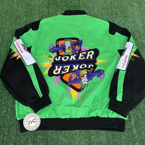 NWT VTG JH Designs Joker Jacket Men's 2XL Green DC Comics Nascar Racing Boxy - Picture 11 of 13